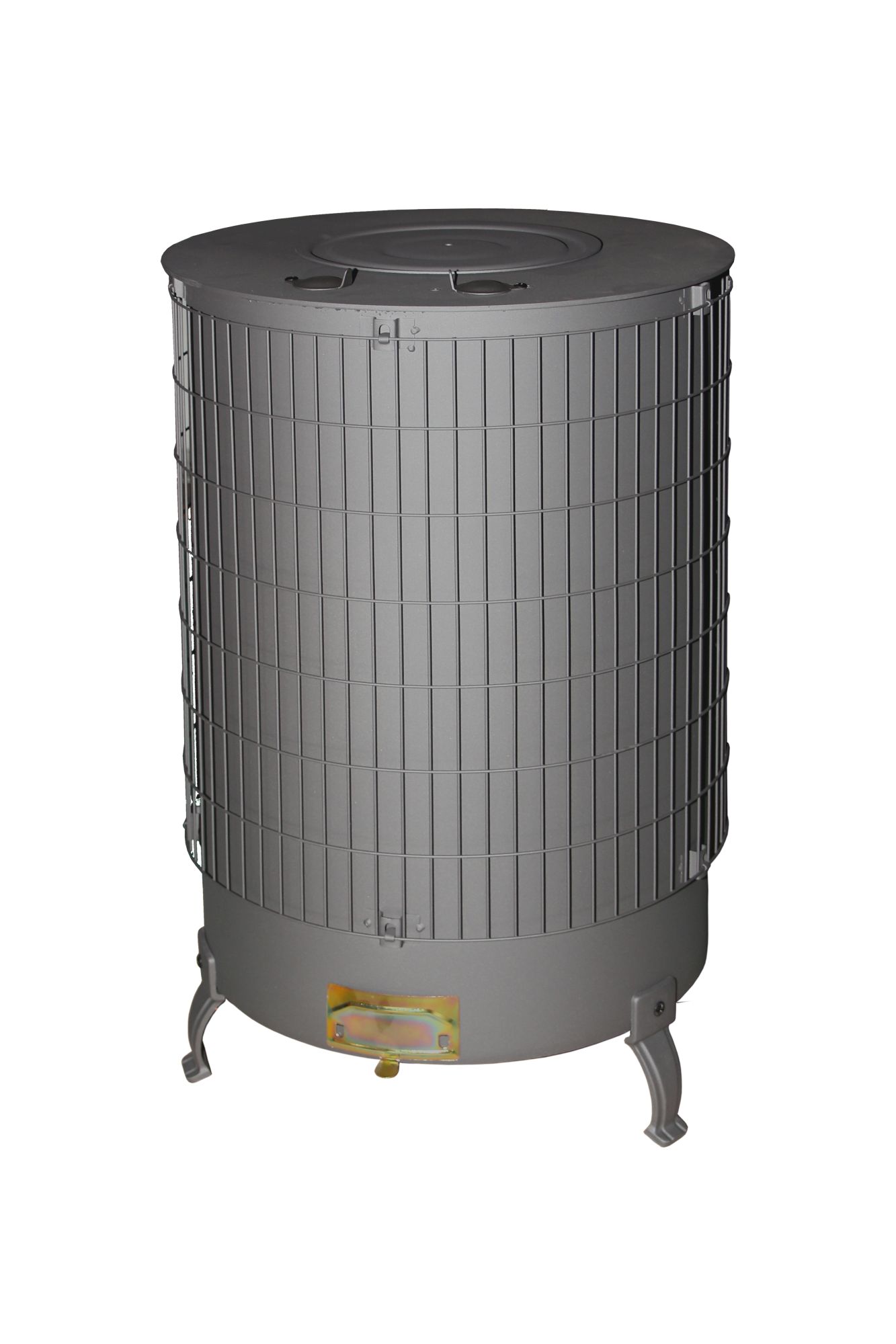 Leña industrial con parrilla y salida horizontal pintada en color negro